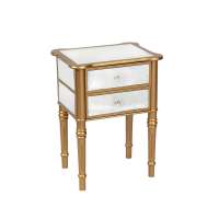 Antique Mirrored 2 Drawer Nightstand /Side Table/End Table Set For Living Room/Bedroom