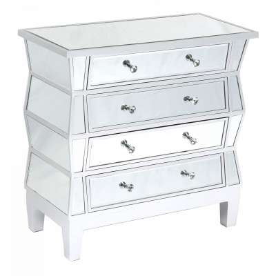 Unique Silver Mirrored Hall Table 4 Drawers Cabinet For Living Room