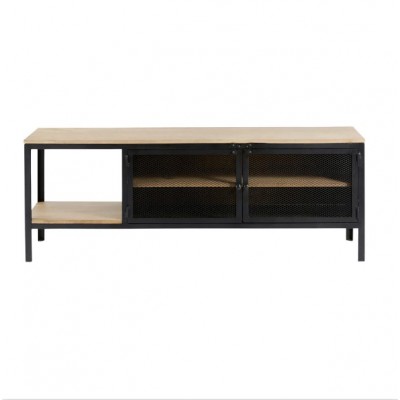 Modern Black K/D Wooden And Metal With 2 Doors TV Stand For Living Room