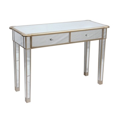 Luxury Modern 2 drawers Gold Glass Cover Mirrored  Nail Table/Console Table