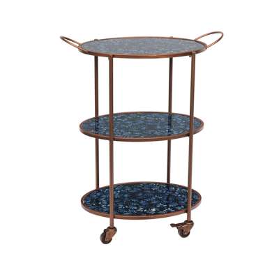 Unique Moveable 3 Layer Marble Serving Trolley Cart, Bar Cart For Hotel